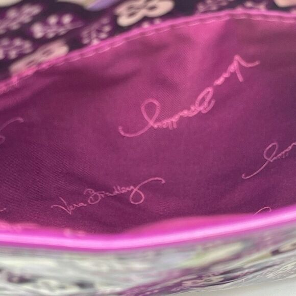 VERA BRADLEY Shoulder Purple Plum Petals Floral Frill Vinyl Messenger Bag NWOT - Picture 15 of 15